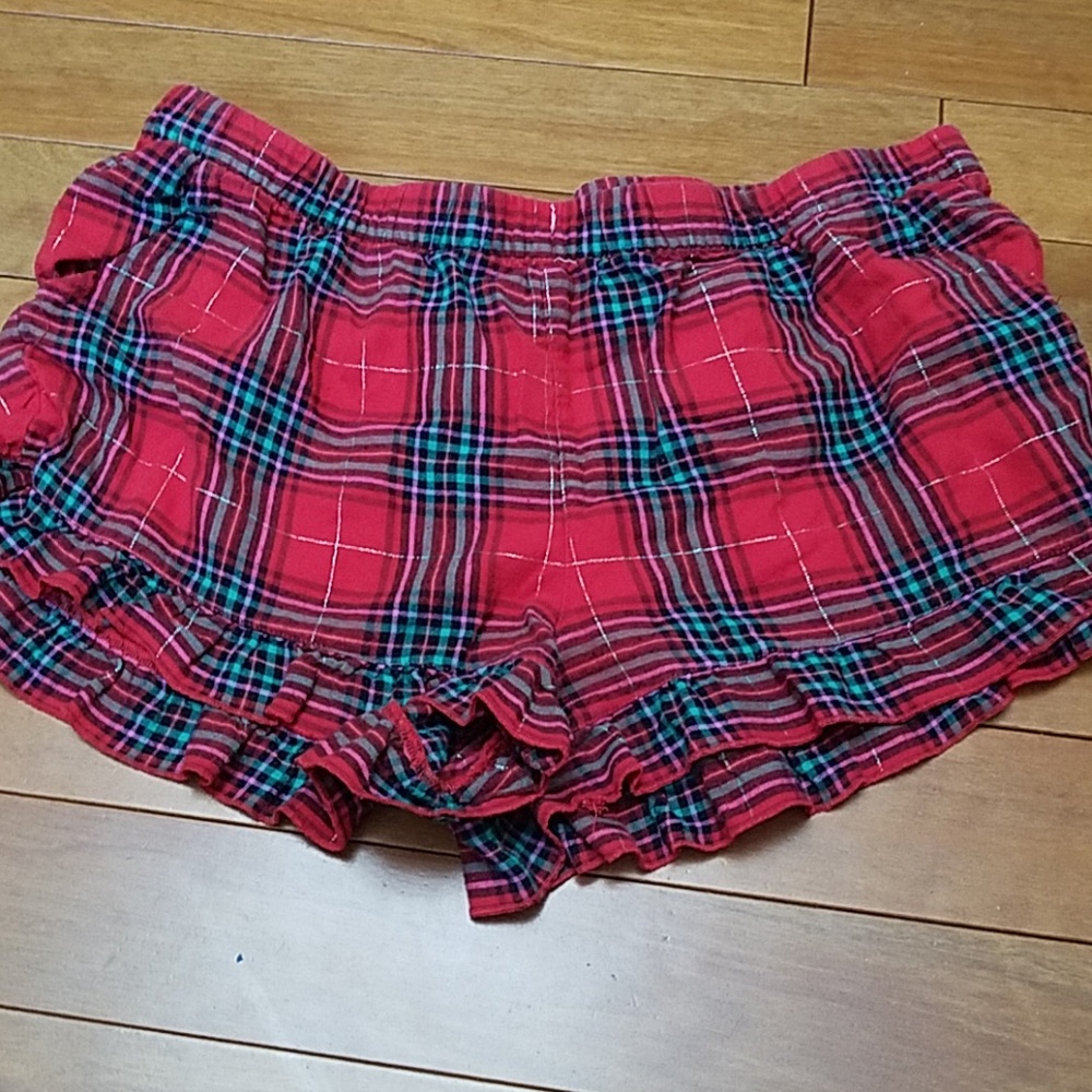 Plaid pajama shorts